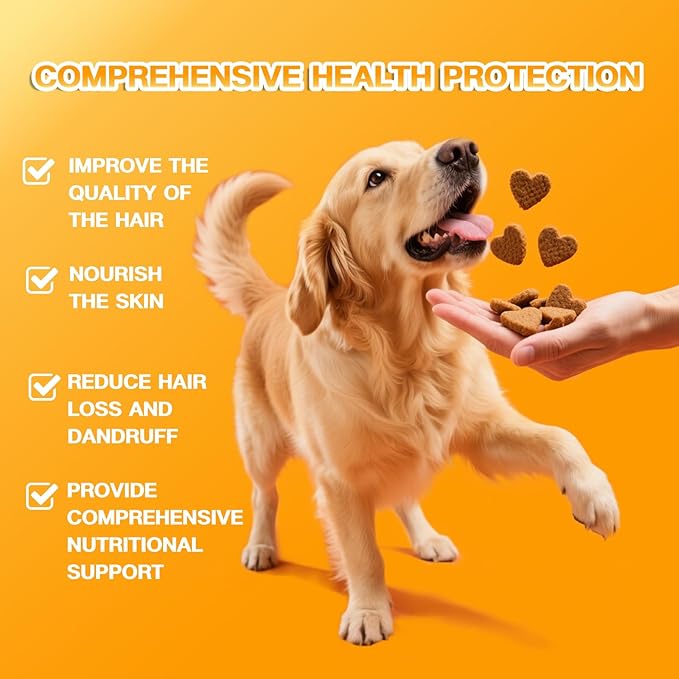 Skin & Coat Supplement for Dogs - Allergy Relief Chews with Omega 3, 9 & Vitamin E, Itchy Skin Treatment, Beef Flavor Soft Chews (120 Count) (Beef)