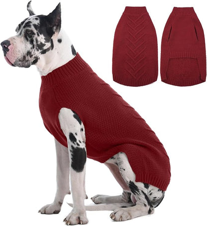 IECOii Great Dane Sweater, 5XL Dog Sweater for Extra Large Dogs, XXXXXL Dog Sweaters Christmas, Warm Winter Sweaters for Giant Breed Male Female Dogs, Pullover Knitwear Sleeveless, DarkRed - 5XL
