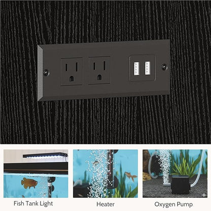 AesthLife 55-75 Gallon Fish Tank Stand, Heavy Duty Aquarium Stand with Power Outlet, 1000LBS Wood Fish Tank Cabinet with Storage Suitable for Turtle Tank, Reptile Terrarium, for Home Office