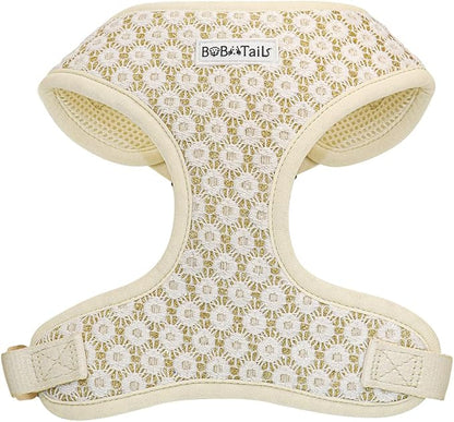 Floral Brilliance Dog Harness with D-Ring Leash Clip Set – Adjustable No-Pull Harness for Tiny Toys XX Small Size Dogs Chihuahua, Pomeranian, and Yorkshire Terrier (Gold, XXS)