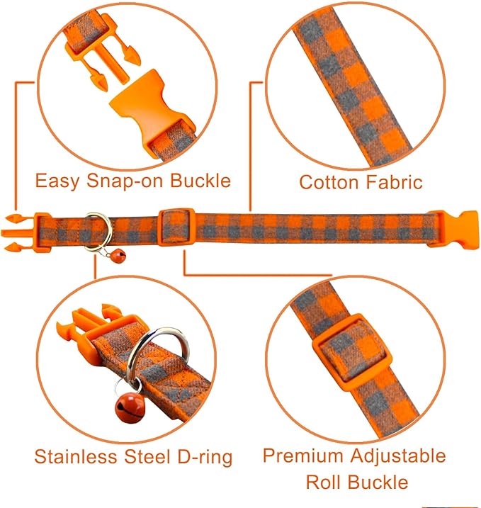 Cute Plaid Dog Collar with Safety Buckle - Adjustable and Comfortable Dog Collars for Small Medium Large Dogs, Stylish Puppy Collar for Boy Girl Pets