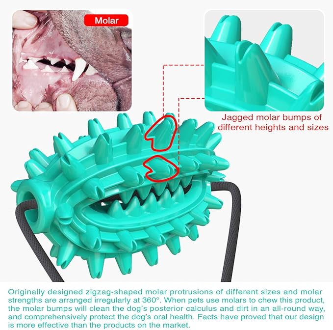 Guardians Dog Chew Toy with Suction Cup for Aggressive Chewers, Puppy Training Treats Food Dispensing Toothbrush Pet Teeth Cleaning Rope Toys for Small Medium Dogs (Blue Cactus)