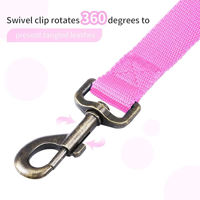 HIKISS Long Dog Leash Obedience Recall Training Agility Lead with Thickening Material for Large Dog - 15ft 20ft 30ft 50ft 100ft Training Leash(Pink 20ft)
