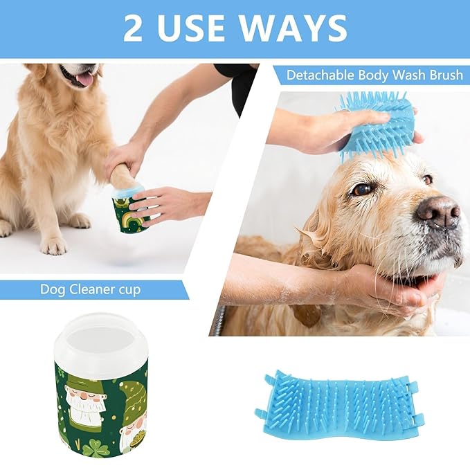 Dog Paw Cleaner Mudbuster Dog Foot Washer for Small Medium Large Dogs Cats Premium Pet Supplies Green Dwarf Old Man and Clover Rainbow St