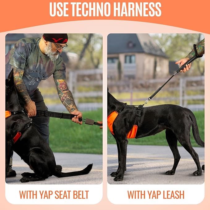 YAP Techno® No Pull Dog Harness, 4-Way Adjustable,Temperature Controlled Dog Vest Harness with Easy Control Handle, Dog Harness No Choke for All Breeds; 7-16 lbs (Signal Orange, Extra Small)