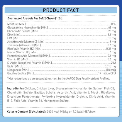 Freeze-Dried Dog Multivitamin – Probiotics, Glucosamine, Omega-3, Vitamins & Minerals for Immune, Joint, Skin & Coat Support – 200 Chews