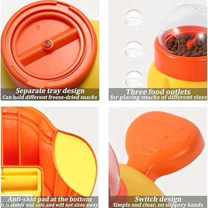 Fuzzibud Duckie Cat Feeder, Fuzzibud Duck Cat Treat Dispenser, Dog Cat Treat Dispenser with Button Duck-Shaped Dog Interactive Slow Feeder for Pet Healthy Eating & Iq Training (Yellow*2pcs)