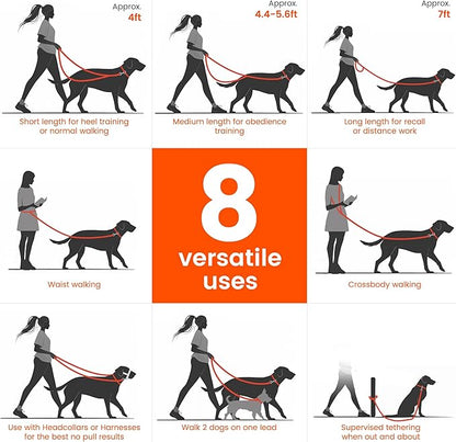 HOWGO Hands Free Dog Leash with Padded Handle,Multifunctional Crossbody Waist Leash for Walking Running Jogging Training,7.5 FT Nylon Adjustable Length for All Breeds(MintGreen, Ultralight)