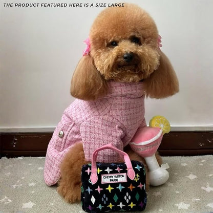 Haute Diggity Dog Black Monogram Chewy Vuiton Handbag, Plush Designer Dog Toys with Interactive Squeaker, Stimulating Pet Enrichment, Machine-Washable & Safe Materials for All Breeds, Size Large