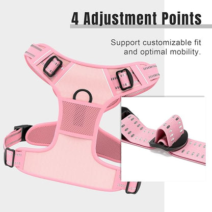 Rnivvi No Pull Dog Harness, Cute Reflective Extra Small Sized Puppy Kitten Harness, Adjustable Soft Padded Vest for Small Dogs, Cats, Heavy Duty Pet Vest with Easy Control Handle for Walking, Pink