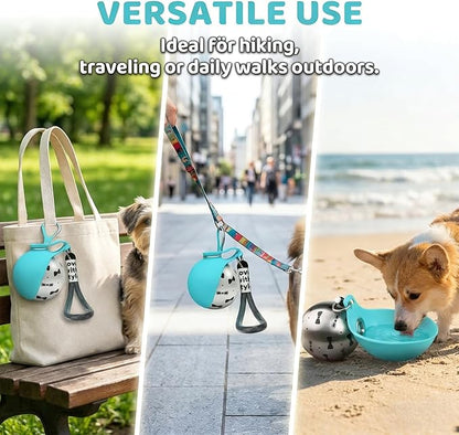 2026 New 2-in-1 Portable Dog Water Bottle for Small Dogs, Foldable Pet Water Bottle, 304 Stainless Steel Compact Dog Drinking Bottles Leak Proof & Silicone Bowl for Walking Hiking (Blue A)