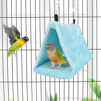 Wontee Bird Nest House Warm Bird Bed Hanging Hammock Snuggle Hut for Budgies Parakeets Caique Senegal Quaker Parrots Cockatiels Conures (Blue)