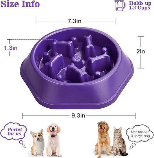 UPSKY Slow Feeder Dog Puzzle Bowl, Interactive Bloat Stop Non-Slide Lick Treat Bowl for Small Medium Dogs (Purple)