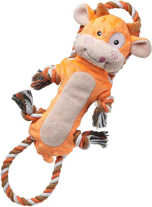 Sedioso Dog Toys, Tug of War Dog Toys for Large Breed, Cute Squeaky Interactive Dogs Toy with Crinkle Paper, Plush Puppy Chew Toy for Small, Middle, Big Dogs (Cow-SS)