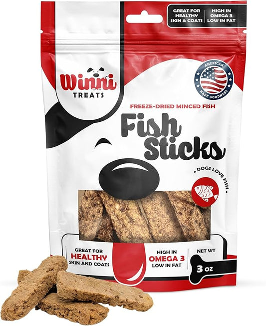 Freeze-Dried Fish Sticks for Dogs - Limited Ingredient Preservative Free Premium Dog Chew - 100% Wild-Caught Cisco Fish from The Great Lakes - Raw Single Ingredient Treats for Pets - 3 oz