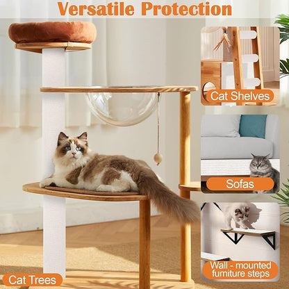 Cat Scratch Furniture Protector - 78.7" x 17" Trimmable Self-Adhesive Cats Claws Scratch Pads, DIY Cat Climbing Couch Protector for Scratch Post Cat Tree Replacement Indoor (Cream White)