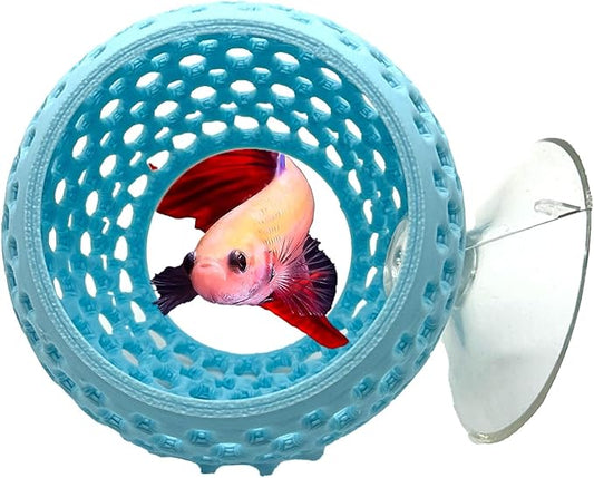 CTWPets Betta Bulb Hide | Betta Rest Fish Tank Ornament | Aquarium Cave with Suction Cup for Small Fish Tank, Betta Habitat, Shrimp Hideout, Aquatic Decor (Cotton Candy Blue)