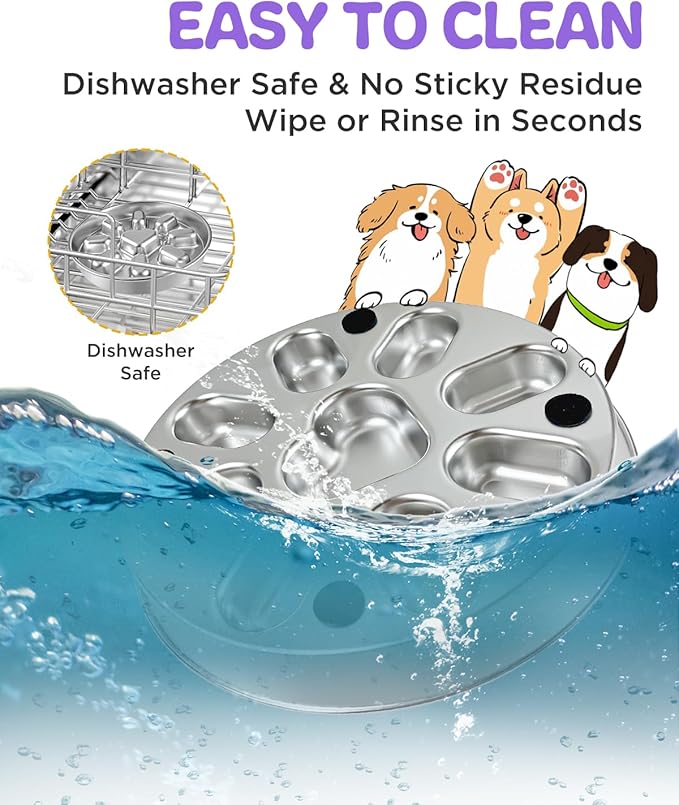Slow Feeder Dog Bowls with Non-Slip Mat, Stainless Steel Metal Slow Feeder for Small & Medium Dogs, 2 Cups Pet Bowl for Fast Eaters, Slows Down Eating, Dishwasher Safe, Anti-Gulping Dog Bowl