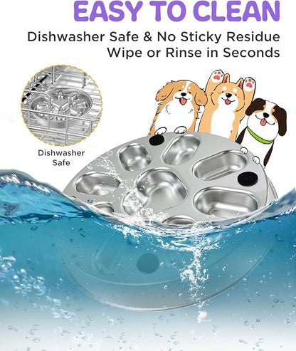 Slow Feeder Dog Bowls with Non-Slip Mat, Stainless Steel Metal Slow Feeder for Small & Medium Dogs, 2 Cups Pet Bowl for Fast Eaters, Slows Down Eating, Dishwasher Safe, Anti-Gulping Dog Bowl
