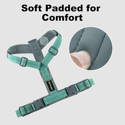 Plutus Pet No Pull Dog Harness, Adjustable Nylon Harness with Soft Padding, Reflective and Heavy Duty Dog Harness for Small, Medium, Large Dogs(Teal, XL)