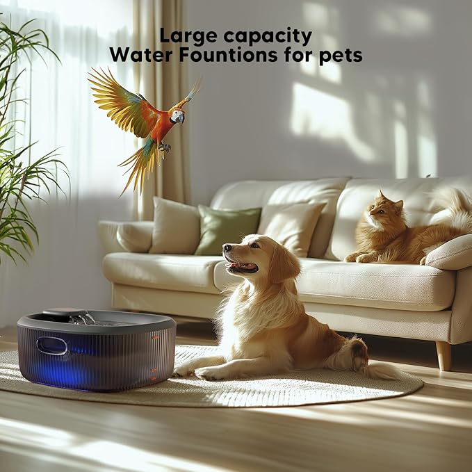 WOPET Dog Water Fountain for Large Dogs, 6L/205oz/1.7Gal Automatic Dog and Cat Water Fountain,Dog Water Dispenser with 6 Filters,Ultra-Quiet Pump,Great for Large Dogs Cats and Multi-Pet Home