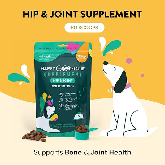 Hip & Joint Supplements for Dogs | Helps Joint Health & Mobility Support for Recovering and Senior Dogs | Natural Ingredients, Tasty Kibble Dog Food Topper | 60-Count Pack