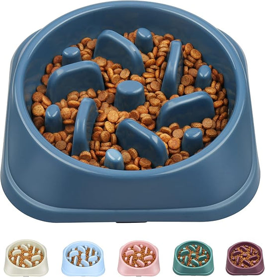 UPSKY Slow Feeder Small Dog Puzzle Bowl Feeder - Anti-Slip, Anti-Bloat, Anti-Choking - Deep Blue