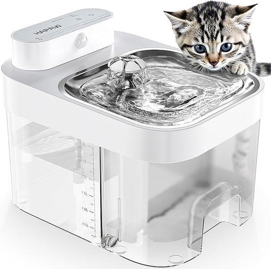 Cat Water Fountain, Wastewater Separation & No Filter Cotton, Pet Water Dispenser with 101oz/3L Large Capacity Tank, Wireless Automatic Water Fountains for Cats Indoor Cat Watering Supplies