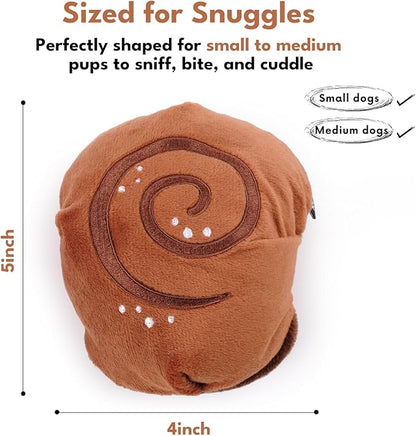 CHEWFFON Interactive Dog Enrichment Snuffle Toy, Squeaky Dog Toys, Cute Soft Puppy Gifts, Crinkle Treat Puzzle Toys for Brain Stimulation, Cinnamon Roll Toy for Small and Medium Size Dogs