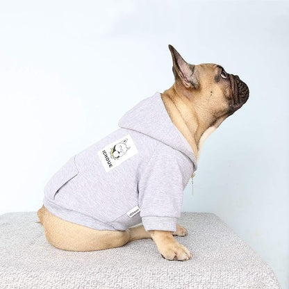 iChoue I am a French Bulldog Clothes Hoodies for Dogs Puppy Frenchie Pug English Boston Terrier Bully Pitbull Sweatshirt Sweater Clothing Cold Weather Winter Coats - Grey/Medium