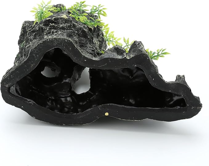Aquarium Decorations Large Mountain View Stone Ornaments, Fish Tank Decorations Extra Large and Tall Aquarium Decor for Fish Tank Hideout Tree House Rock Cave for Small Fish Betta Hideaway Cave
