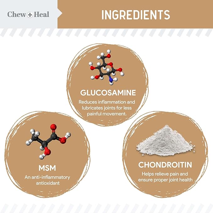 Dog Glucosamine Chews, 90 Count - Hip and Joint Supplement for Dogs - MSM, Chondroitin for Joint and Cartilage Health - Puppies and Seniors, Small and Large Breeds, Peanut Butter Flavor