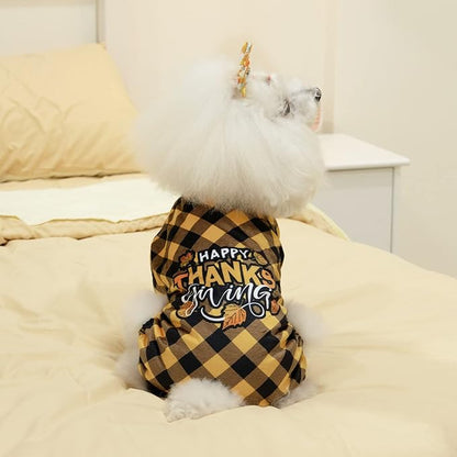 CuteBone Thanksgiving Dog Pajamas Costumes Pet Clothes Cat Apparel Shirt Winter Holiday Cute Pjs Outfits for Doggie Onesies P261XL X-Large