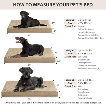WNPETHOME Orthopedic XL Dog Beds Large Sized Dog, Waterproof Extra Large Dogs Bed with Removable Washable Cover, Multi-Needle Quilting Dogs Crate Bed