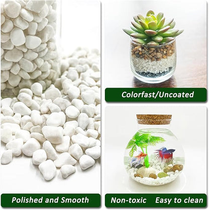 BXI 2.2 Lbs Small Aquarium Substrate Gravel Sand, Polished Smooth Fish Tank Gravel, Colorfast Uncoated White Natural Pebbles, Decorative Stones for Vase Fillers, Fairy Garden, Potted Plants