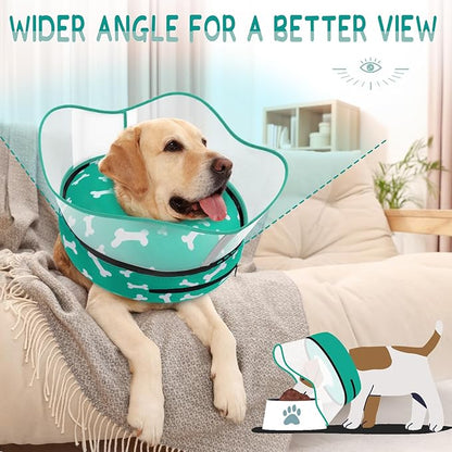Supet Raised Inflatable Dog Cone Collar to Stop Licking, Soft Dog Cone Alternative After Surgery, Pet Neck Donut Collar for Small Medium Large Dogs
