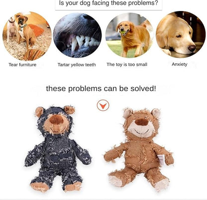 MAXBECK Dog Companion for Heavy Chewers- Indestructible Robust Bear Dog Toy, Resistant Squeaky Dog Toys for Heavy Chewers, Unbreakable Stuffed Plush Dog Toys for Aggressive Chewers (B-Oak)