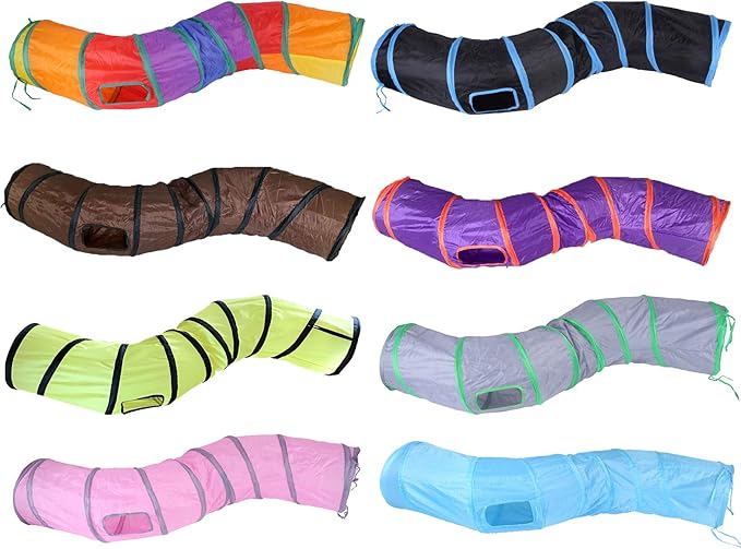 Cat Tunnel for Indoor Cats Interactive, Rabbit Tunnel Toys, Pet Toys Play Tunnels for Cats Kittens Rabbits Puppies Crinkle Pop Up 47" Shape S