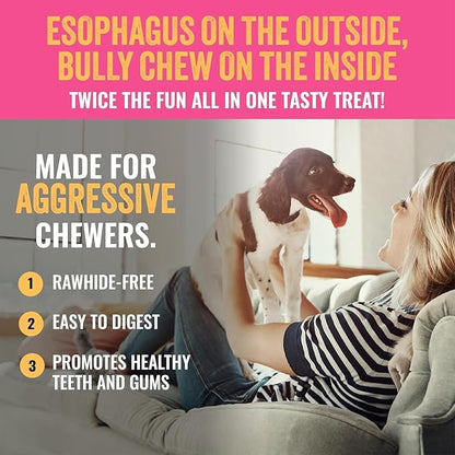 etta says! Esophonormous Esophagus Stuffed Bully Sticks for Dogs - Made in The USA with All Natural, Limited Ingredients - High Protein Dog Chew - 10", 3 Packs