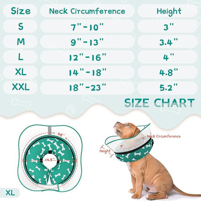 Supet Raised Inflatable Dog Cone Collar to Stop Licking, Soft Dog Cone Alternative After Surgery, Pet Neck Donut Collar for Small Medium Large Dogs