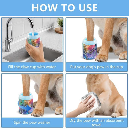 Dog Paw Cleaner Cups for Dogs Pets Foot Washer Paw Scrubber for Medium Small Dogs Cats Cleaning Cup Colorful Watercolor Sea Turtles