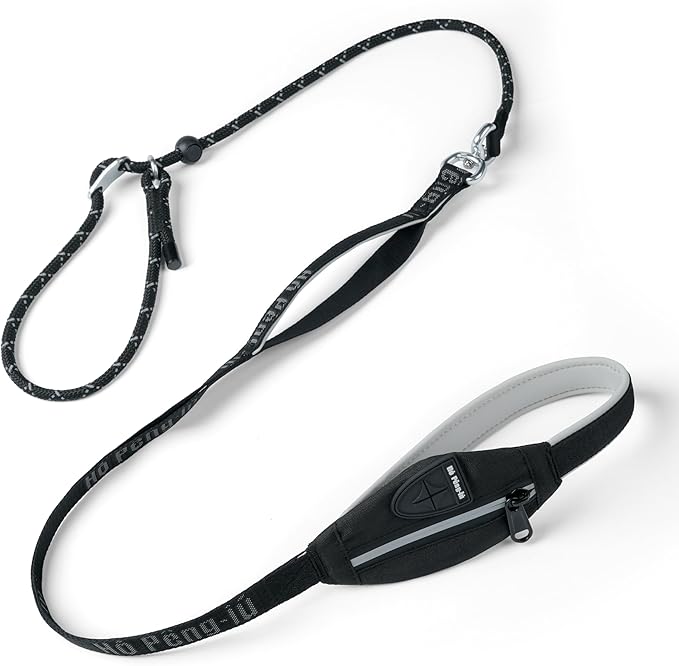 Dog Slip Lead Dog Leash, Heavy Duty No-Pull Training Leash w/Poop Bag Holder, Anti-Tangle, Multi-Handles & Reflective Thread for Medium, Large Dogs 5.5FT Black