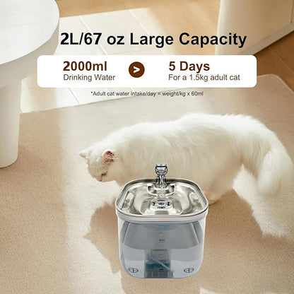 Cat Water Fountain, 85oz/2.5L Pet Water Fountain, Automatic Cat and Dog Water Dispenser for Cats, Dogs, Multiple Pets
