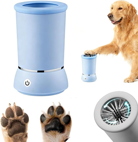 Automatic Dog Paw Cleaner Cup, Electric Dog Paw Washer with Soft Silicone Bristles, USB Rechargeable, 2-Speed Rotation, Easy Clean Paw Wash for Dogs (Blue)