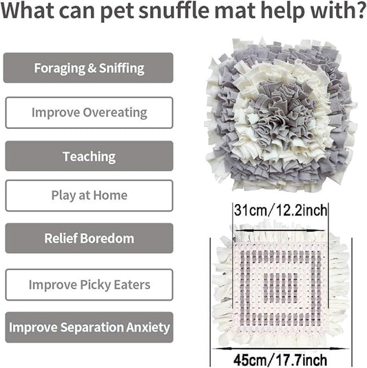 LIVEKEY Pet Snuffle Mat for Dogs, Dog Feeding Mat, Nosework Training Mats for Foraging Instinct Interactive Puzzle Toys (Gray&White)