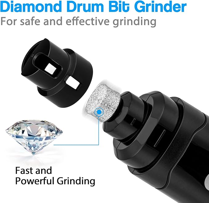 Casfuy Dog Nail Grinder Upgraded - Professional 2-Speed Electric Rechargeable Pet Nail Trimmer Painless Paws Grooming & Smoothing for Small Medium Large Dogs & Cats (Black)