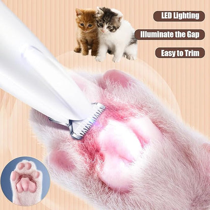 Dog Paw Trimmer with LED Light,Rechargeable Waterproof Trimmer for Dogs,18 mm Widen Blade,35dB Safety Low Noise Pet Hair Clippers for Paws Eyes Ears Face Rump