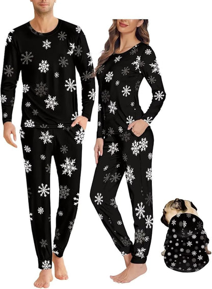 Christmas Family Pajamas Matching Sets with Pockets Dog Costumes for Small Dogs Long Sleeve Sleepwear Plus Size
