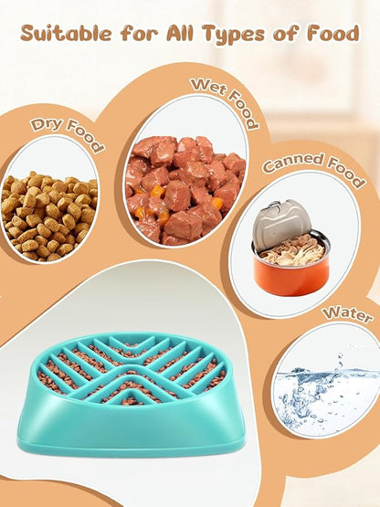 KASBAH Slow Feeder Dog Bowls Large Breed, Holds 5 Cups Wet or Dry Food for Large and Medium Dogs,Puzzle Maze for Fast Eaters,Square Base,Non-Slip, Made Without BPA,Helps Prevent Bloat & Aid Digestion