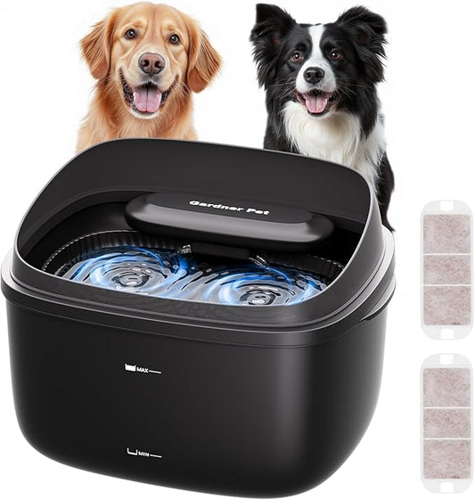 Gardner Pet Dog Water Fountain for Large Dogs, 8L/2.1Gal Large Capacity Automatic Dog Water Bowl Dispenser with Vortex Circulation, UV&Maifan Stone Filter, Quiet Dog Water Bowl(Without Adapter)
